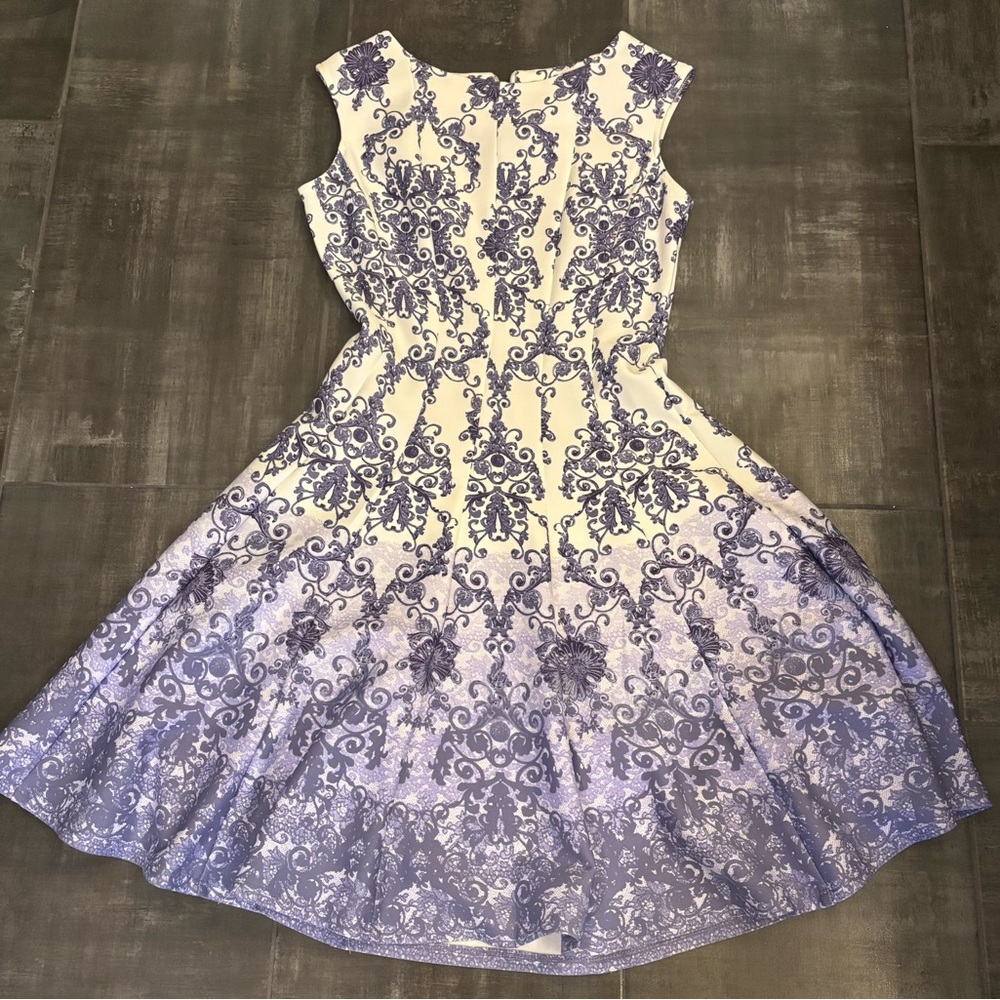 Elegant Blue and White Women's Dress